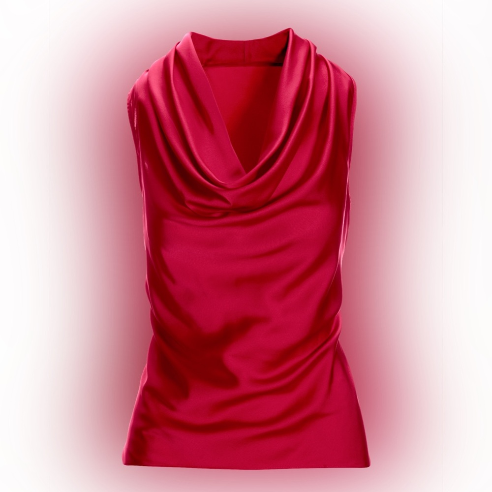 Red/Wine Satin Cowl-Neck Charm Blouse – Size M – Elegant & Versatile- Worn once - Picture 4 of 10